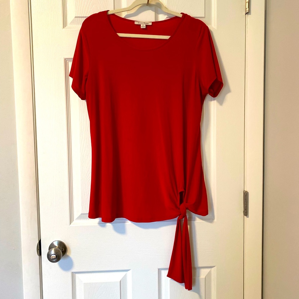 Red knotted shirt